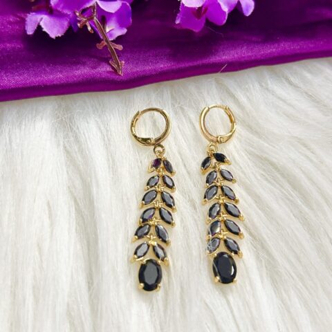 Rose gold glitter black stone leaf style rose